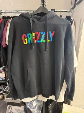 VTG Black Grizzly Grip Tape Skate Boards Men’s XL Black Hoodie